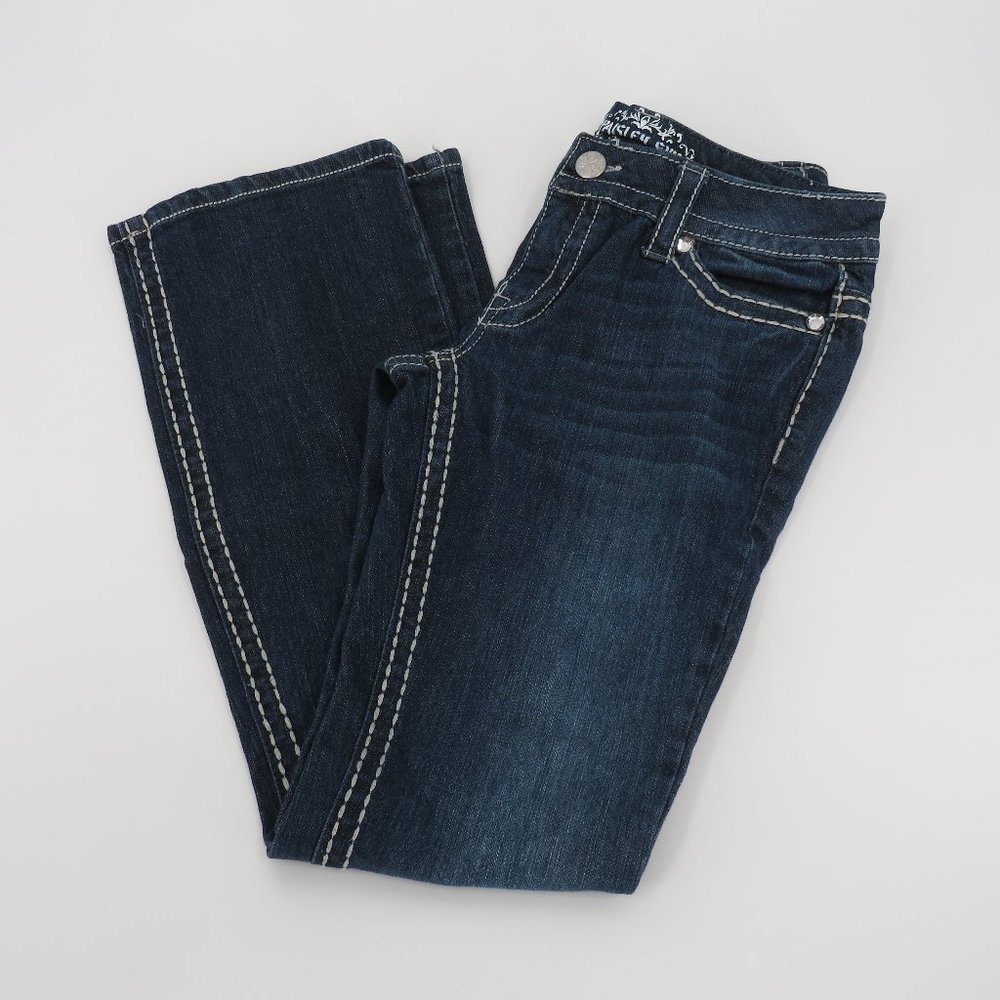 PAISLEY SKY Thick Stitch Low Rise Bootcut Women's Jeans w/ Button Pockets Size 4